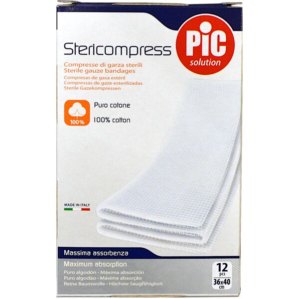 pic stericompress compresse di garza sterili 12 pcs 36x40cm