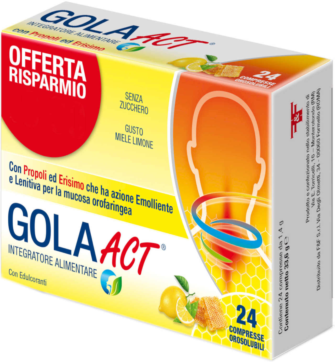 linea act gola act 24 compresse miele e arancia