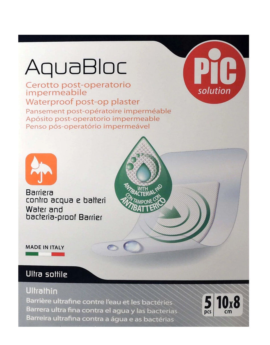 PIC Aqua Bloc Cerotto Post Operatorio Impermeabile 5pcs 10x8cm