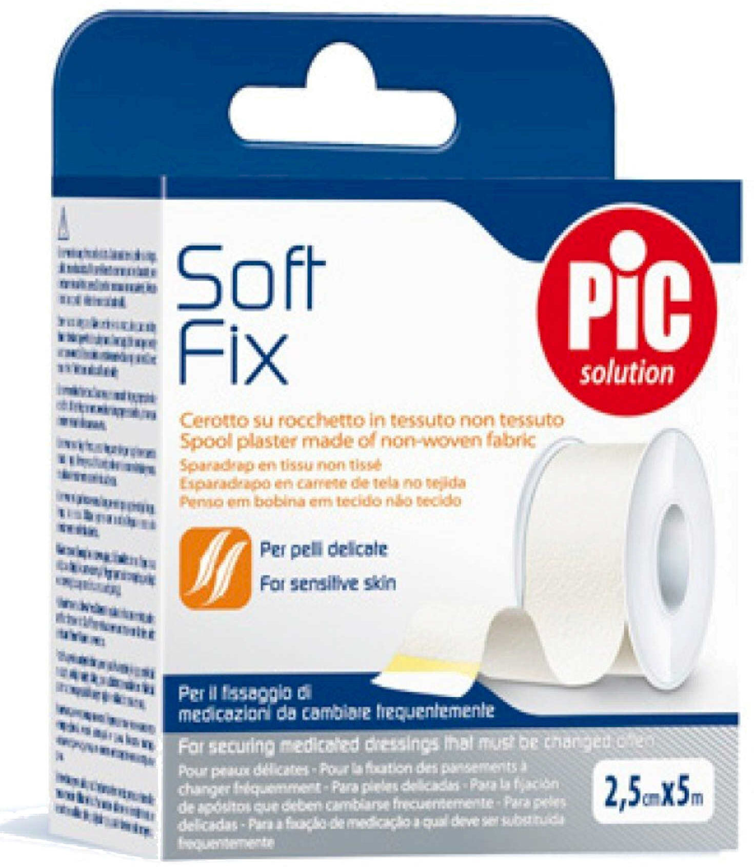 PIC Soft Fix Cerotto Su Rocchetto In Tessuto Non Tessuto 2,5cm X 5m