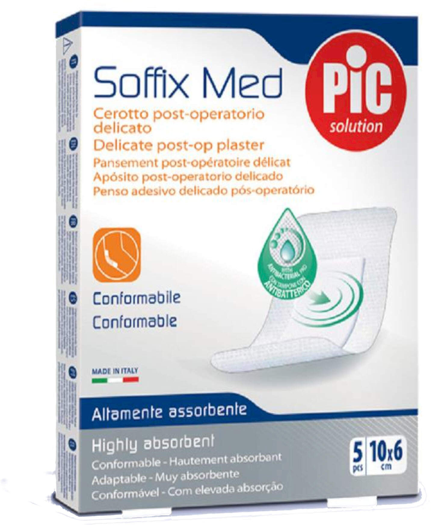 PIC Soffix Med Cerotto Post-Operatorio Delicato 5pcs 10x6cm