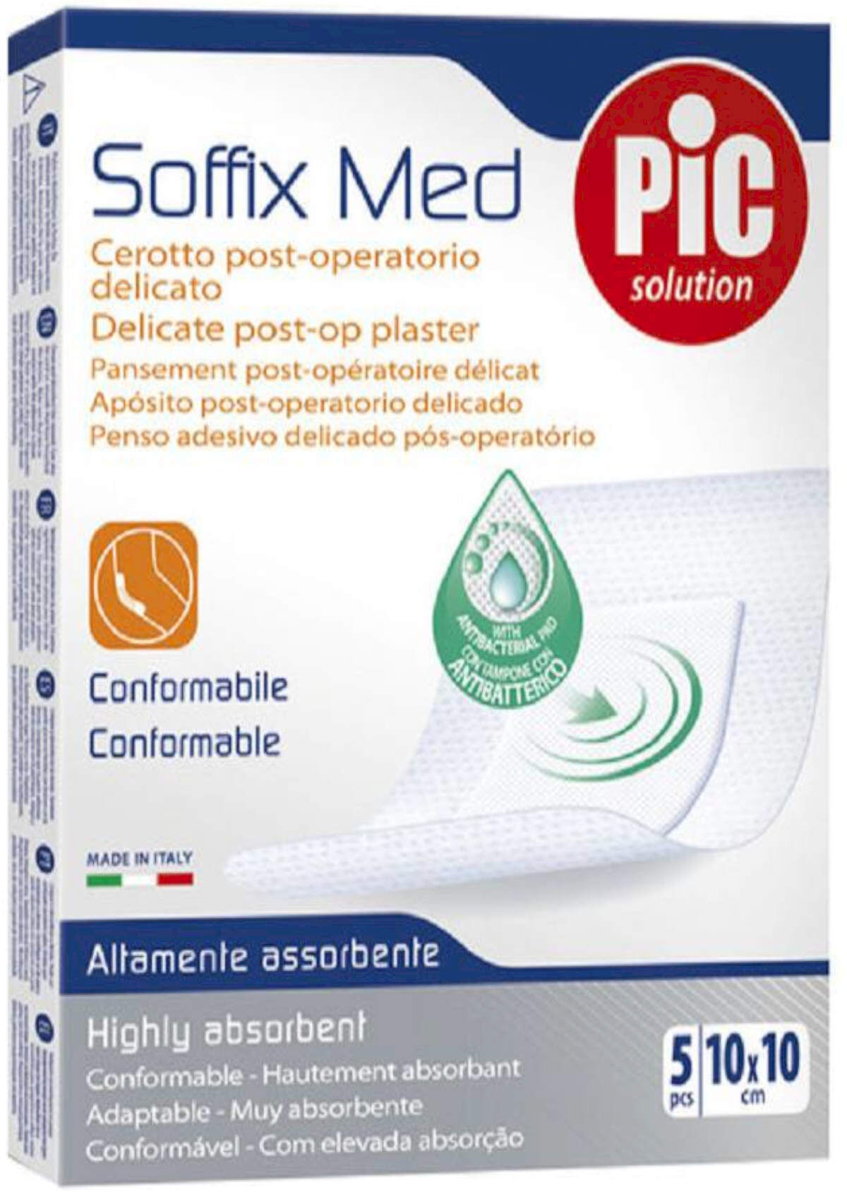 PIC Soffix Med Cerotto Post-Operatorio Delicato 5pcs 10x10cm