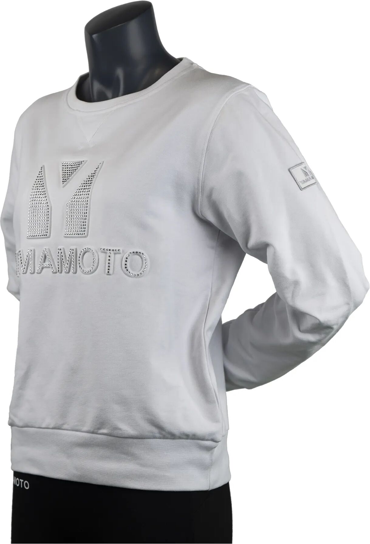 YAMAMOTO OUTFIT Lady Sweatshirt Embossed with Strass Colore: Bianco 