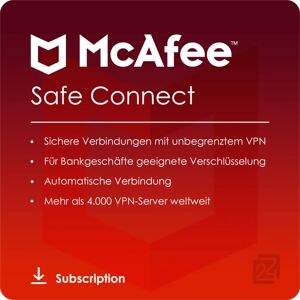 McAfee VPN Safe Connect 5 Dispositivi 1 Anno
