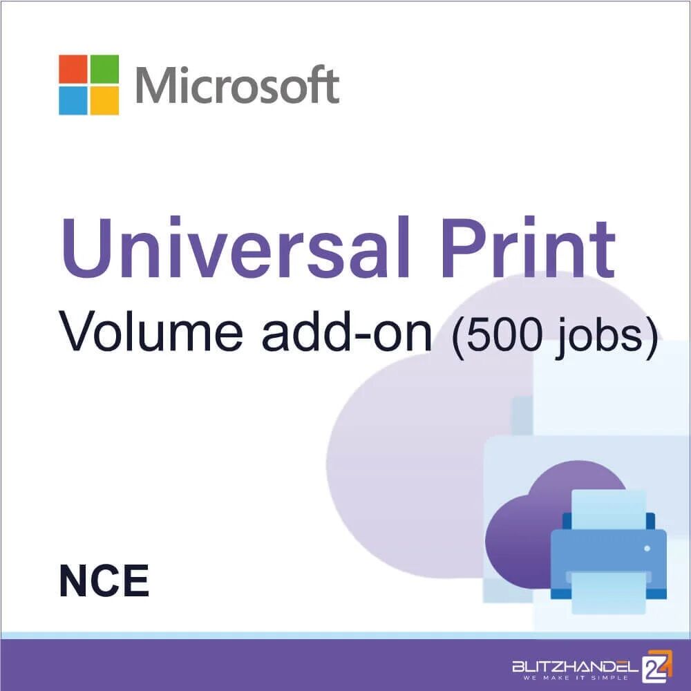 Microsoft Universal Print volume add-on 500 jobs NCE