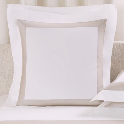 Frette Sateen Breeze Border Federa Quadrata Milk/Greige Quadrato65 Frette Sateen Breeze Border Federa Quadrata Milk/Greige Quadrato65