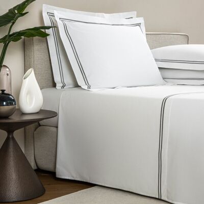 Frette Classic Completo Letto Bianco/Grigio Cenere Matrimoniale Frette Classic Completo Letto Bianco/Grigio Cenere Matrimoniale