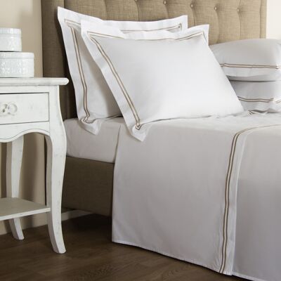 Frette Classic Completo Letto Bianco/Kaki Matrimoniale Frette Classic Completo Letto Bianco/Kaki Matrimoniale