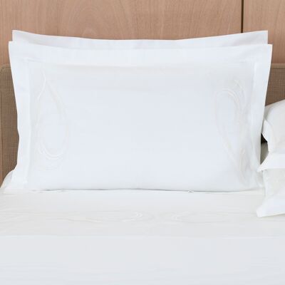 Frette Paisley Embroidery Set Federe Milk Oxford Frette Paisley Embroidery Set Federe Milk Oxford
