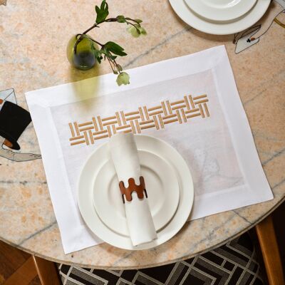 Frette Basket Weave Set da tavola White/Tan Taglia Unica Frette Basket Weave Set da tavola White/Tan Taglia Unica