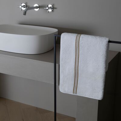 Frette Triplo Bourdon Asciugamano Bianco/Camel Asciugamano Frette Triplo Bourdon Asciugamano Bianco/Camel Asciugamano