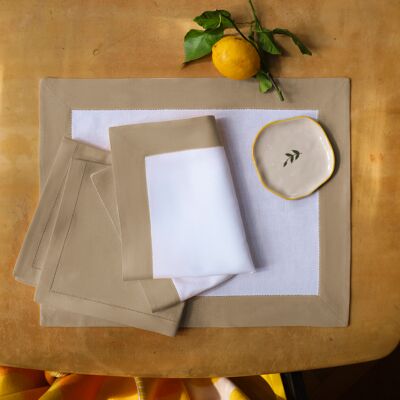 Frette Artistry Ajour Set da tavola White/Tan Taglia Unica Frette Artistry Ajour Set da tavola White/Tan Taglia Unica