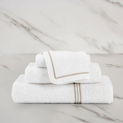 Frette Triplo Bourdon Lavetta Bianco/Savage Beige Lavetta Frette Triplo Bourdon Lavetta Bianco/Savage Beige Lavetta