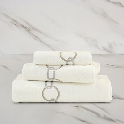 Frette Links Embroidery Asciugamano Ospite Savage Beige/Scoglio Asciugamano Ospite Frette Links Embroidery Asciugamano Ospite Savage Beige/Scoglio Asciugamano Ospite
