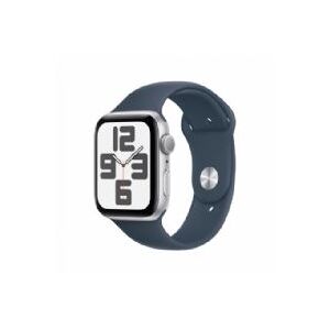 Apple Watch Se Gps 44mm Silver Aluminium Case With Storm Blue Sport Band - S/m - Mrec3ql/a