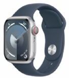 Apple Watch Seriesâ 9 Gps + Cellular 41mm Silver Aluminium Case With Storm Blue Sport Band - M/l - Mrhw3ql/a