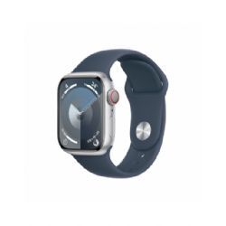 Apple Watch Seriesâ 9 Gps + Cellular 41mm Silver Aluminium Case With Storm Blue Sport Band - S/m - Mrhv3ql/a