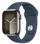 Apple Watch Seriesâ 9 Gps + Cellular 41mm Silver Stainless Steel Case With Storm Blue Sport Band - M/l - Mrj33ql/a