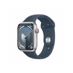 Apple Watch Seriesâ 9 Gps + Cellular 45mm Silver Aluminium Case With Storm Blue Sport Band - M/l - Mrmh3ql/a