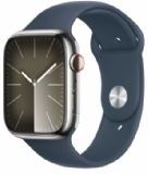 Apple Watch Seriesâ 9 Gps + Cellular 45mm Silver Stainless Steel Case With Storm Blue Sport Band - S/m - Mrmn3ql/a