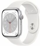 Apple Watch Series 8 Gps 45mm Argento Cassa In Alluminio Con Bianco Sport Band - Mp6n3ty/a