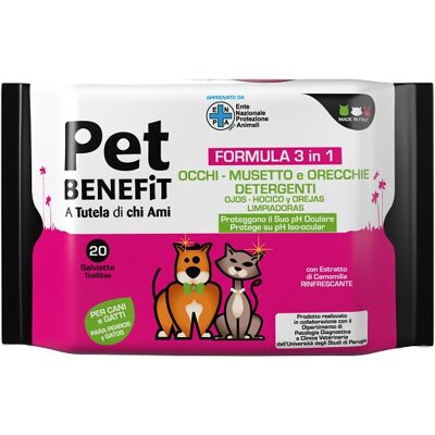 DIVA INTERNATIONAL Srl Pet Benefit Salviette Occhi/musetto/orecchie 20 Pezzi DIVA INTERNATIONAL Srl Pet Benefit Salviette Occhi/musetto/orecchie 20 Pezzi