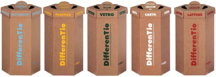 cabef contenitore raccolta differenziata in cartone ondulato differentio 10 pezzi - plastica / 95lt