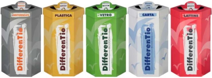 cabef contenitore raccolta differenziata in cartone kraft differentio 10 pezzi - carta / 95lt