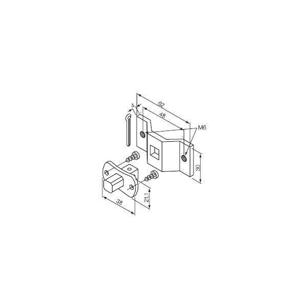 nice perno quadro 10 mm - staffa con fori m6  523.10012/m6