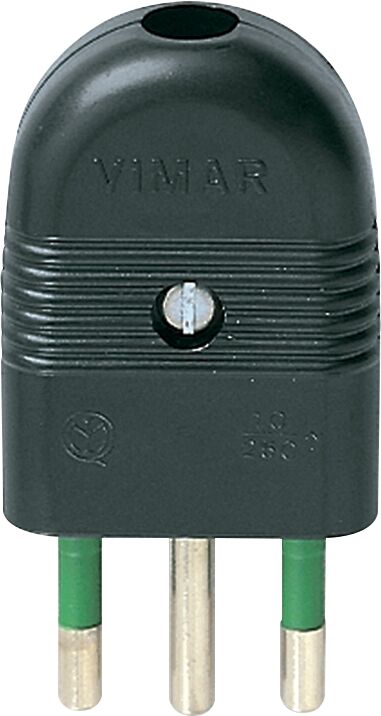 Vimar Spina 2P+T 10A Assiale Nero  01021