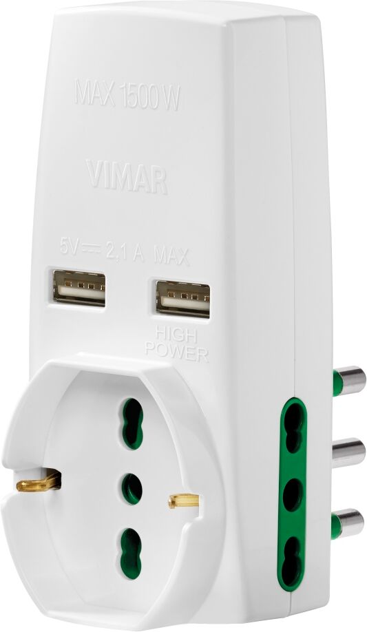 Vimar Adattatore S17+2P17/11 + Univ. + 2 Usb Bianco  0P00333.B