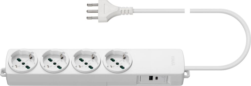 Vimar Presa Multipla 4 Univ.+Usba+Usbc Bianco  01296.2USB.CC.B