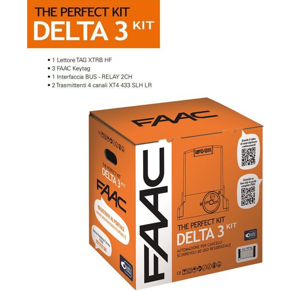 faac kit automazione cancello scorrevole 900kg  delta 3 kit 230v perfect 105918