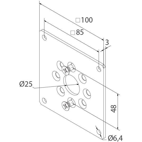 faac adattatore tm2 sup45_58 - supporto 100x100  a4506_0568 per motore tapparella tenda da sole