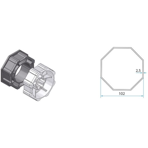 faac adattatore tm2 ad58 - octo 102 mm ottagonale  a5805_0506 per motore tapparella