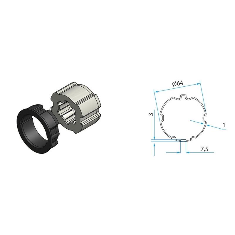 faac adattatore per tubo tm2 ad45 - zf 64 1pc  a4505_0509s