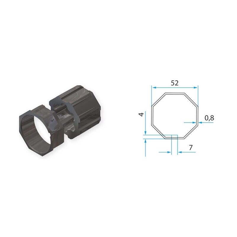 faac adattatore per tubo ottagonale 52mm tm2 ad45 octo 52 1pc  a4505_0511s