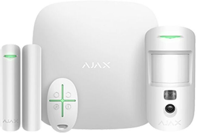 ajax kit sistema di sicurezza bianco  starterkit cam 38172 ajhub2k hub2k allarme