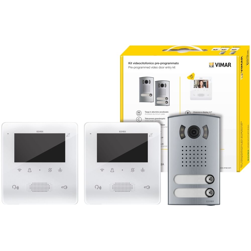 Vimar Kit Video Citofono 2F+ Bifamigliare Tab 4.3 Vivavoce  7558/E2