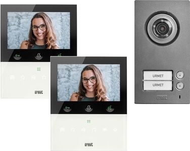 Urmet Kit Bifamiliare Video Con Pulsantiera Mikra2 Videocitofono Vivavoce Con Wi-Fi Vog5W Bianco 2Voice  1784/726