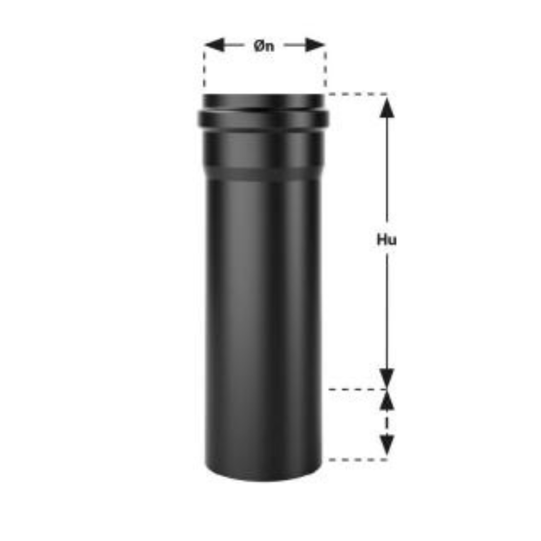 DeMarinis Tubo nero opaco per stufe a pellet in acciaio spessore 1,2 mm. 1 metro. Ø80