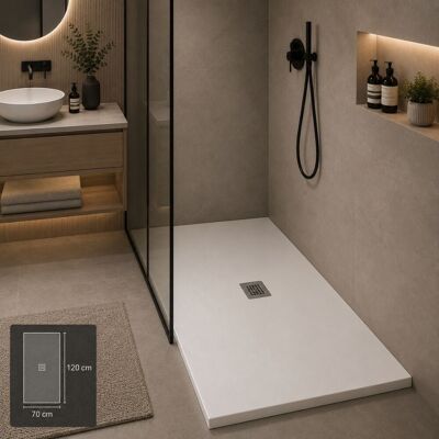 Oceano Piatto Doccia Linea Even 70x120 Altezza 3 cm Antiscivolo in Mineralmarmo Bianco Oceano Piatto Doccia Linea Even 70x120 Altezza 3 cm Antiscivolo in Mineralmarmo Bianco