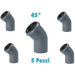 Redi Curve 45° (5 PEZZI) polipropilene diametro 40 mm Innesto