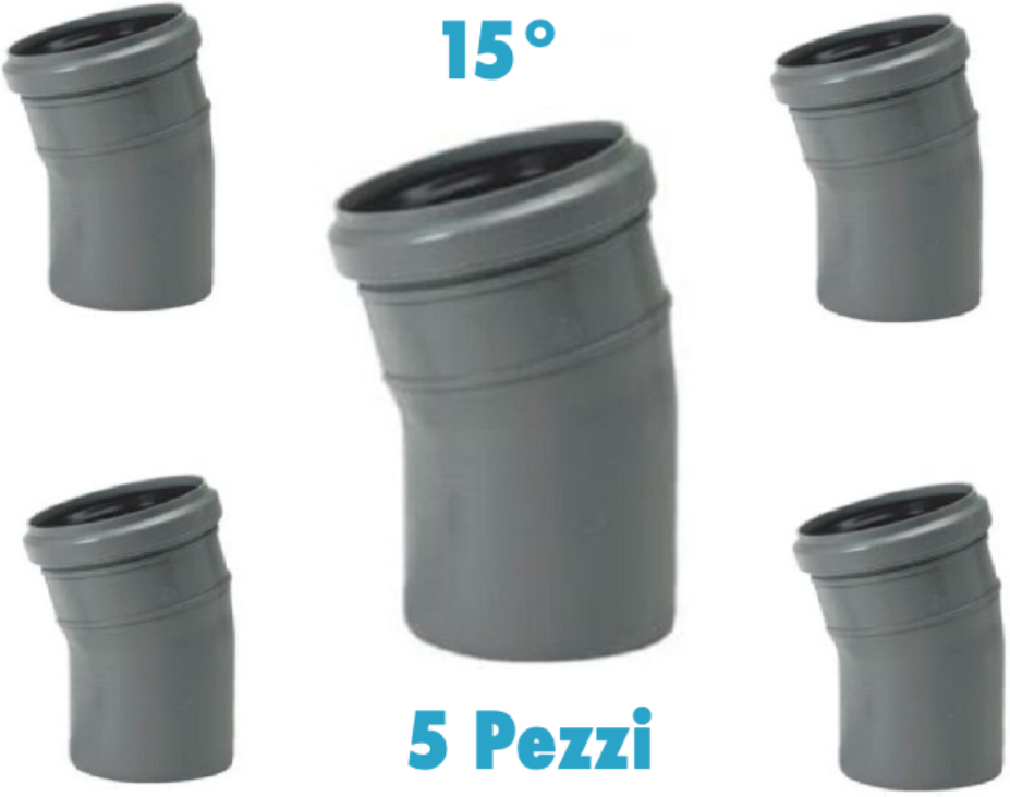 Redi Curve 15° (5 PEZZI) polipropilene diametro 40 mm Innesto