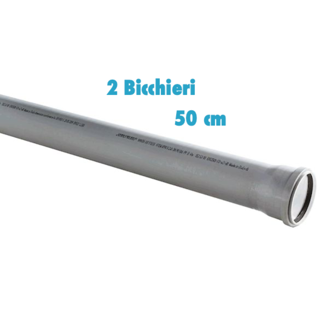 Redi Tubo polipropilene 50 CM 2 bicchieri ad innesto diametro 40 mm