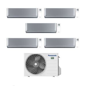 Panasonic Climatizzatore Penta Split Etherea Silver 9+9+12+12+12 con CU-5Z90TBE R-32 Inverter Wi-Fi R-32 Classe A++