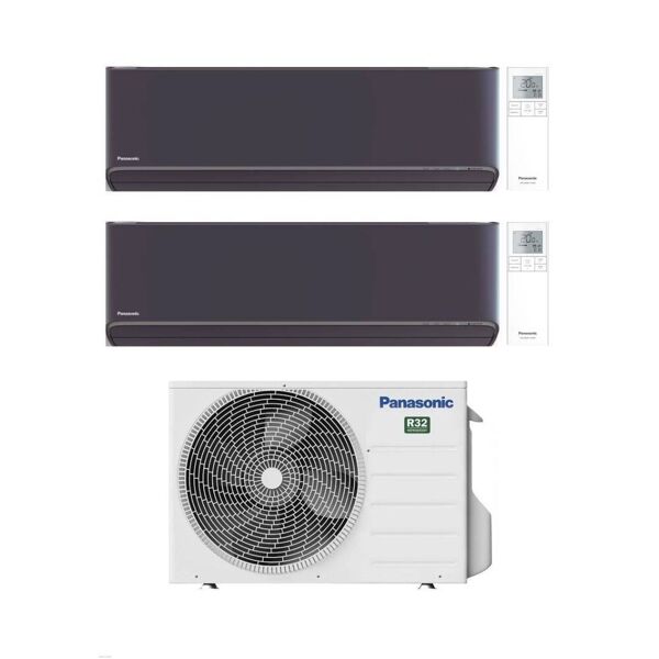 panasonic climatizzatore dual split etherea dark 9+12 con cu-2z41tbe inverter r-32 wi-fi classe a++