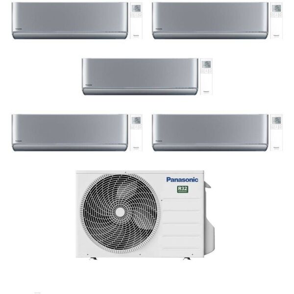 panasonic climatizzatore penta split etherea silver 9+12+12+12+18 con cu-5z90tbe inverter r-32 wi-fi classe a++