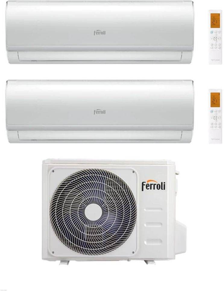 ferroli climatizzatore dual split giada m 9+9 con 2cp001qf-21-3 r 32 inverter wi-fi classe a++