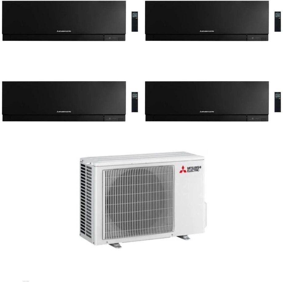 Mitsubishi Climatizzatore Quadri Split Kirigamine Zen MSZ-EF Nero 9+9+9+9 con MXZ-4F72VF Inverter R-32 Wi-Fi Classe A++